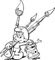 A coloring page of the smurfs